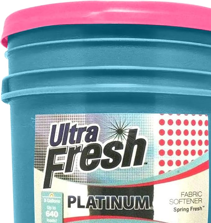 Ultra Fresh Platinum 5 Gallon Spring Fresh Scented Fabric Softener Liquid with Pump for Easy Dispensing for Up to 640 Laundry Loads (2 Pack)