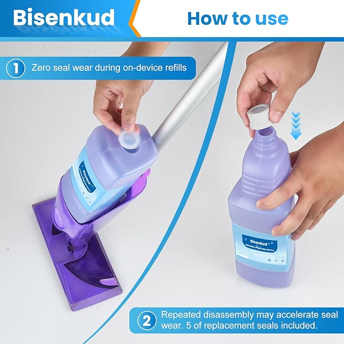 Refillable Bottle for Swiffer® Wet Jet™ Mop - 1250ml /42.3 FL OZ - Leak-Proof HDPE Solution Bottle, Empty，Not for Power mop