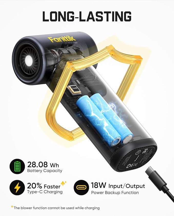 Fanttik B11 Pro Max Electric Air Duster, 150000RPM Brushless Motor, Compressed Air Duster, 100 Gears Adjustable, One-tap Booster, 28.08Wh Rechargeable Battery, Electric Duster for PC, Car, House