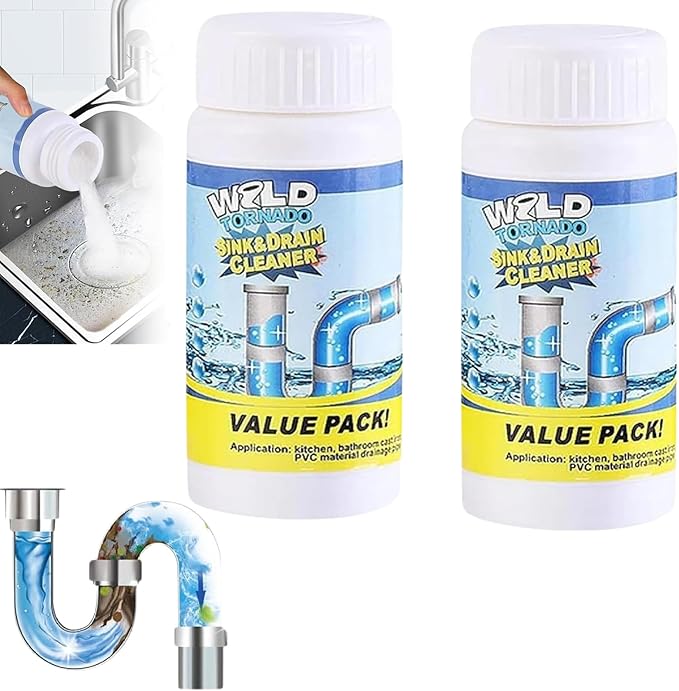 Pipe BFast Acting Foaming Unclogger for Kitchen Sink, Bathroom, Shower, and Toilet Pipeline Cleaningobo Drain Cleaner,Wild Sink And Drain Cleaner Powder, (2)
