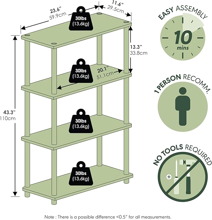 Furinno (99557EX/BK) Turn-N-Tube 4-Tier Multipurpose Shelf Display Rack - Espresso/Black