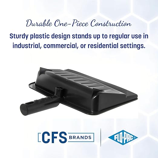 Carlisle FoodService Products Heavy Duty Dust Pan with Handle – Durable Plastic, 8 Inch Dust Pan for Home, Kitchen, and Commercial Use, Black