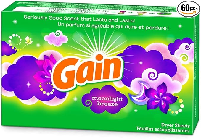 Gain Dryer Sheets - Moonlight Breeze - 60 Count Dryer Sheets Per Box - One (1) Box