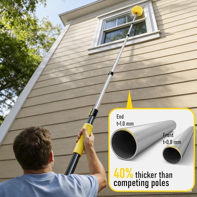 30 Foot High Ceiling Duster Kits with 4.7-24ft Heavy Duty Extension Pole, High Reach Duster for Cleaning,Microfiber Feather Duster,Cobweb Duster,Ceiling Fan Duster,Window Squeegee & Cleaner