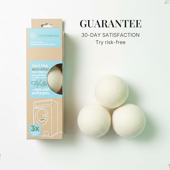 XL Wool Dryer Balls – Natural Fabric Softener for Laundry – Reusable, Anti-Static & Reduces Drying Time – 100% New Zealand Wool – Eco-Friendly Dryer Balls for Clothes