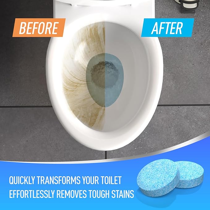 Toilet Bowl Cleaner Tablets 40 Pack, Long-Lasting Drop-in Tank Tablets with Sustained-Release Technology, Fight Tough Stains & Odors, Household & Commercial Use, Compatible with Most Toilets-CleanA