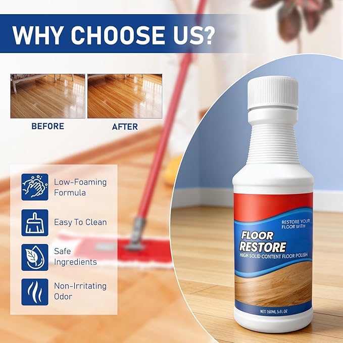 2Pcs Floor Restore Cleaner, Floor Restore, High Solid Content Floor Polish For Shine Renewal & Protective Layer, Quick-Drying Protective Finish For Tile, Shine Wood