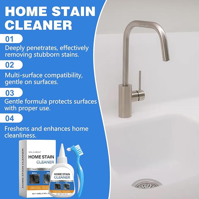 Home Stain Cleaner Gel, Home Remover Gel for Washing Machine, Refrigerator Strips, for Tiles Grout Sealant Home Kitchen Sinks Bathroom Cleaning Cleaning Grout Cleaner - 3.38 Fl oz