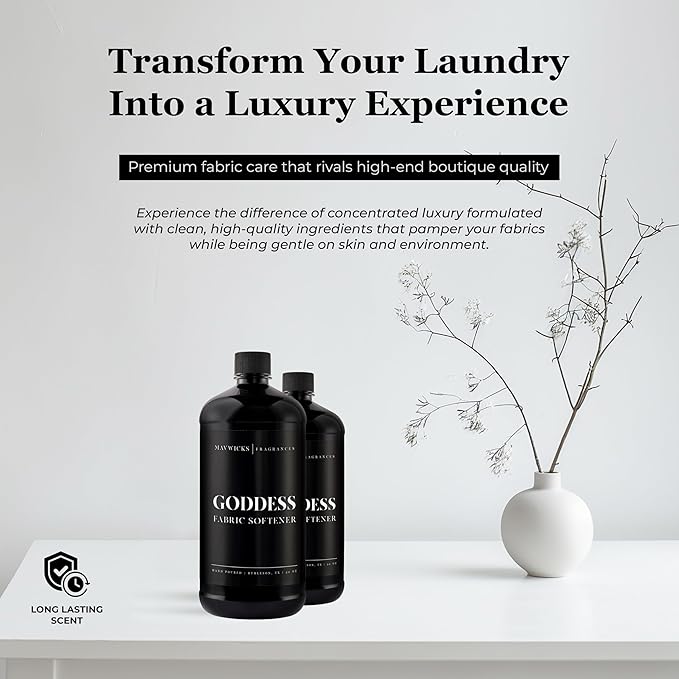 Mavwicks Fragrances - Luxury Scented Liquid Fabric Softener (Goddess) 32 Oz – Crafted with Clean Ingredients – Reduces Static, and Softens Clothes – Safe for All Fabrics and Skin