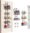 Yuyetuyo 5-Tier Over The Door Organizer Bathroom - Hair Dryer Holder - Hair Tool Organizer Adjustable Height, DIY Bathroom Storage Shelf Wall Mounted for Flat/Curling Irons, Straighteners, Skincare