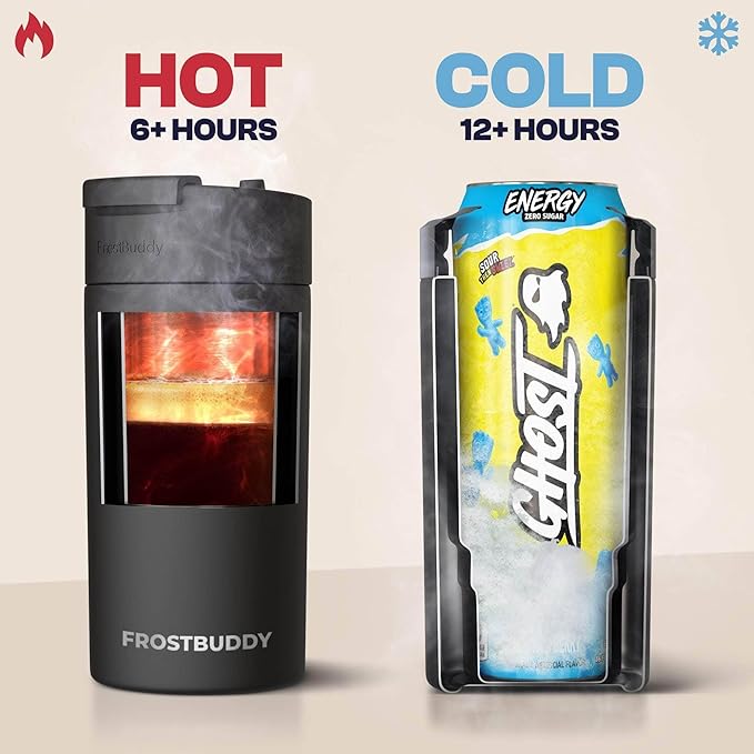 Frost Buddy Universal Can Cooler - Fits all - Stainless Steel Can Cooler for 12 oz & 16 oz Regular or Slim Cans & Bottles - Stainless Steel (Police)