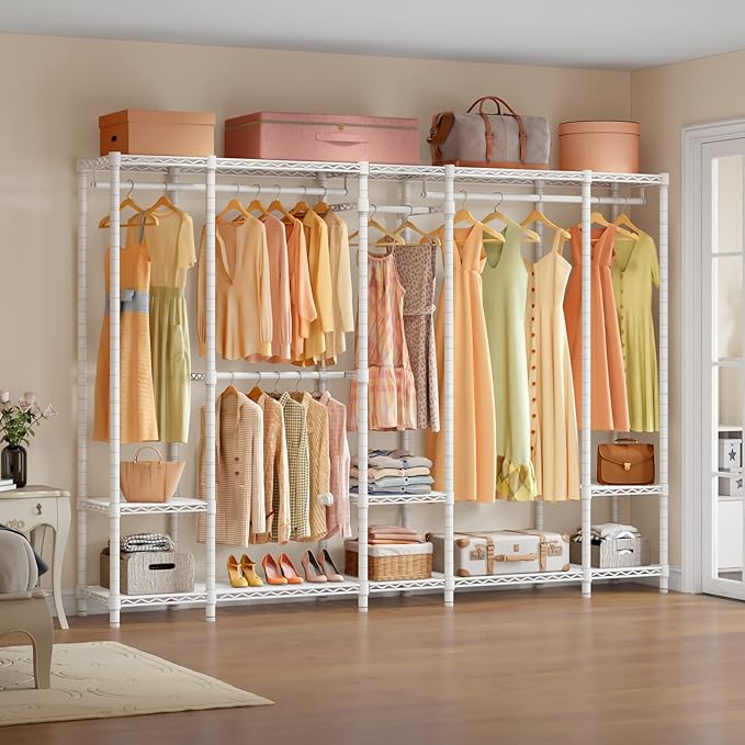 VIPEK V50 White Closet Rack, Extra Large Heavy-Duty Freestanding Wardrobe with Adjustable Shelves for Bedroom, Apartment, Walk-in Closet, 1300 lb Capacity