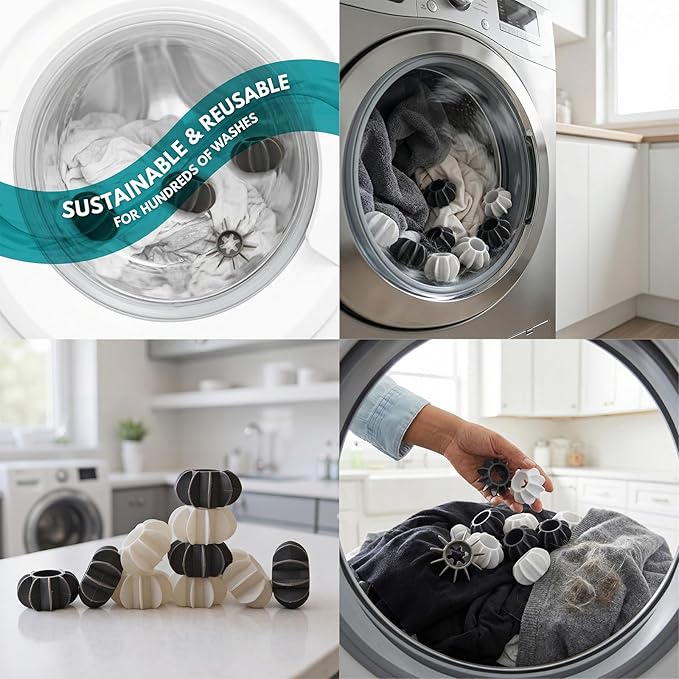 10 Pack Reusable Laundry Balls for Washing Machine, Small Dryer Balls to Prevent Clothing Entanglement & Adhesion, Anti-Static Fabric Softener, Reduces Wrinkles, Protects Clothes(1.6x1.6x0.8 in)