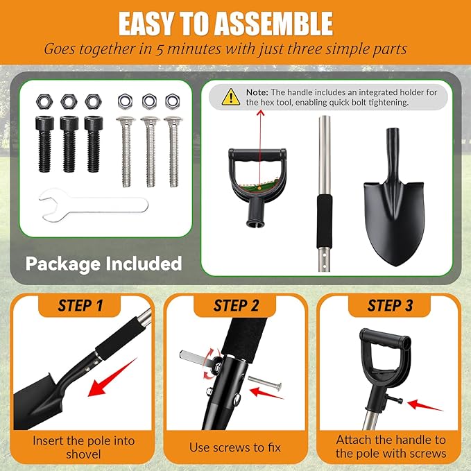 Garden Shovels for Digging, 31 Inch Small Shovel, Heavy Duty Metal Digging Shovel with D-Handle Grip, Short Kids Shovels for Digging, Mini Spade Shovel for Gardening, Camping, Beach, Car, Snow Removal