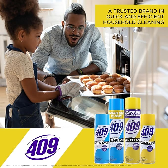 Formula 409 Heavy Duty Spray-On Oven Cleaner, Lemon Scent - Grill and Stove Top Cleaner Cuts Through Grease & Grime on Contact, A Powerful Clean You Can Trust, 14.5 Oz - 6 Pack