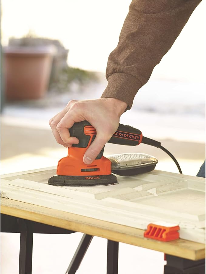 BLACK+DECKER Detail Sander, 1.2 Amp, 16,000 OPM, Compact Design, 3-Position Grip for Comfort, Includes Dust Collector, Corded (BDEMS600)