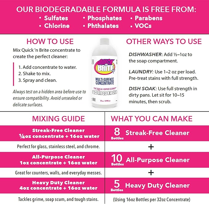 Quick 'n Brite All Purpose Cleaner Combo Kit (I Love QB Kit)