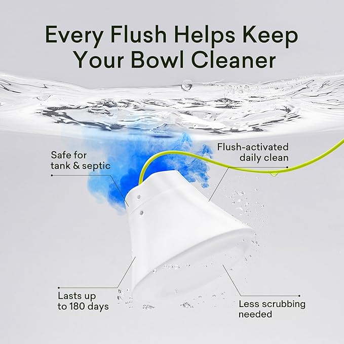In-Tank Toilet Cleaner Bottle, Automatic Toilet Bowl Cleaners for Hard Water Stains, Septic System Friendly, Long Lasting Up to 180 Days / 1000+ Flushes