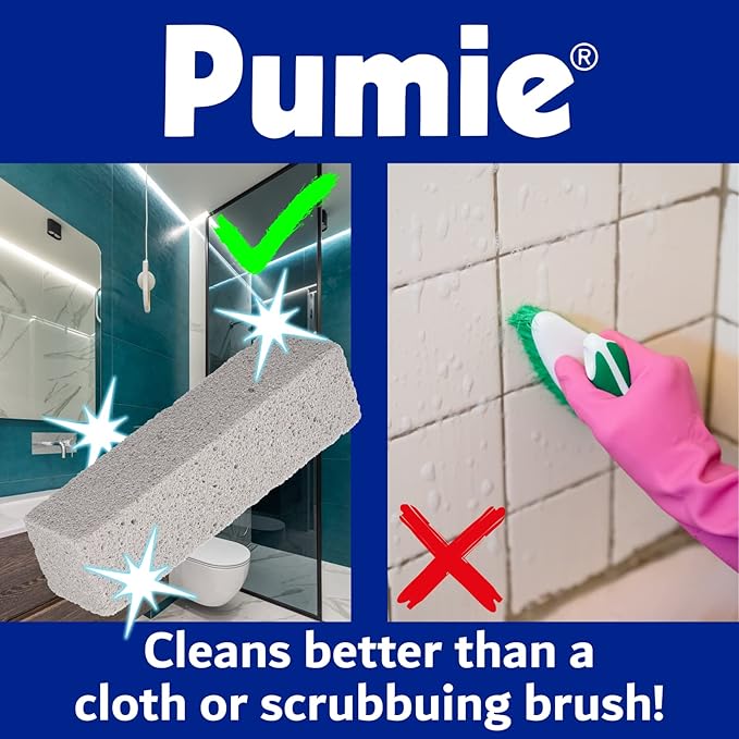 PUMIE Extra Large Pumice Scouring Stick, 2x Larger Than Regular Stick, Heavy Duty Pumice Cleaning Stone for Tough Kitchen Stains, Toilet Bowls & Rings, Extra Large Pumice Cleaning Bar for Rust & Pain