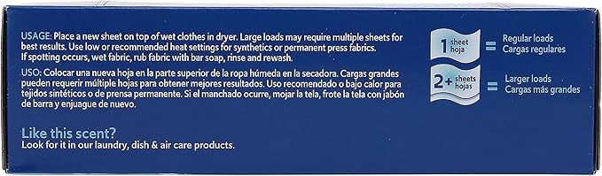 Clorox Fraganzia Fabric Softener Dryer Sheets, Wrinkle Reducing and Anti Static Laundry Dryer Sheets for Great Smelling Clothes, Softens Fabrics, Fresh Ocean Scent, 105 Count