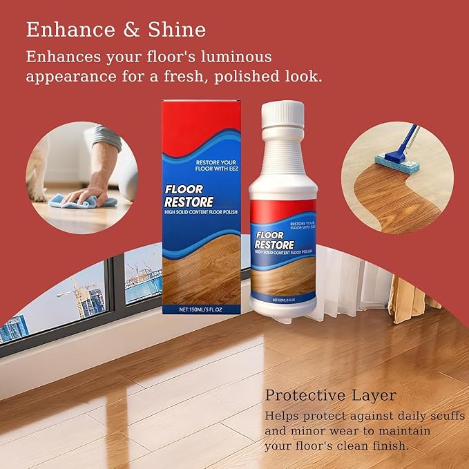 Floor Restore Cleaner & Polish | Multi-Surface Floor Restorer for Tile, Shine Wood, Laminate, Vinyl, Bamboo | Flooring Protection & Shine Enhancer, 150ML(2)