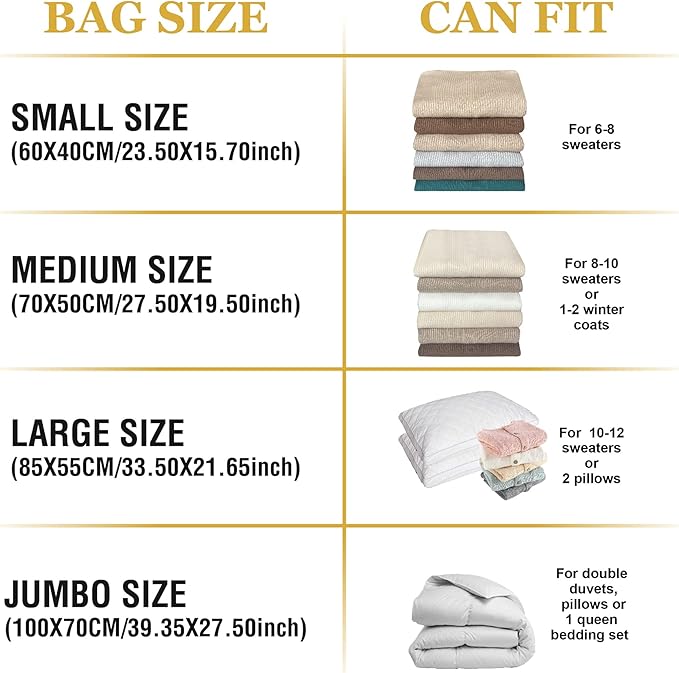 Roomimaster Vacuum Storage Bags, Vacuum Seal Space Saver Bags for Clothing, Travel Lugggage, Carry-on, Blankets, Comforters, Pillow, Bedding, 10 Medium