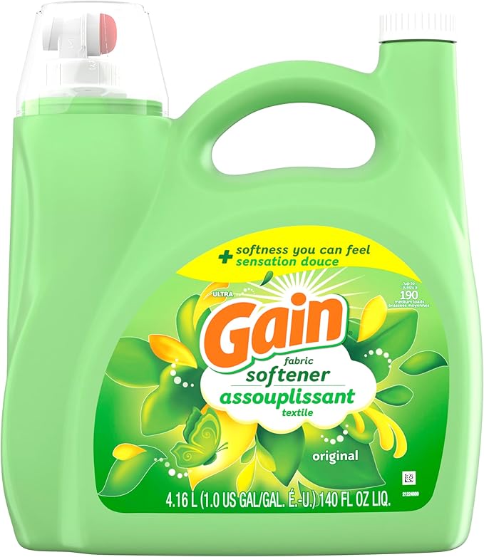 Gain Liquid Fabric Softener, Original Scent, 140 FL OZ, 190 Loads, Liquid Fabric Softener For Soft, Fresh Laundry