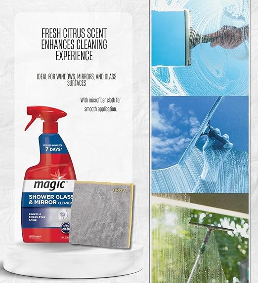 3x Magic Sprayway Glass Cleaner 28 oz Spray Bundle with Microfiber Towel – Removes Hard Water, Soap Scum, and Leaves Streak-Free Shine – Gift Set (4 Items)
