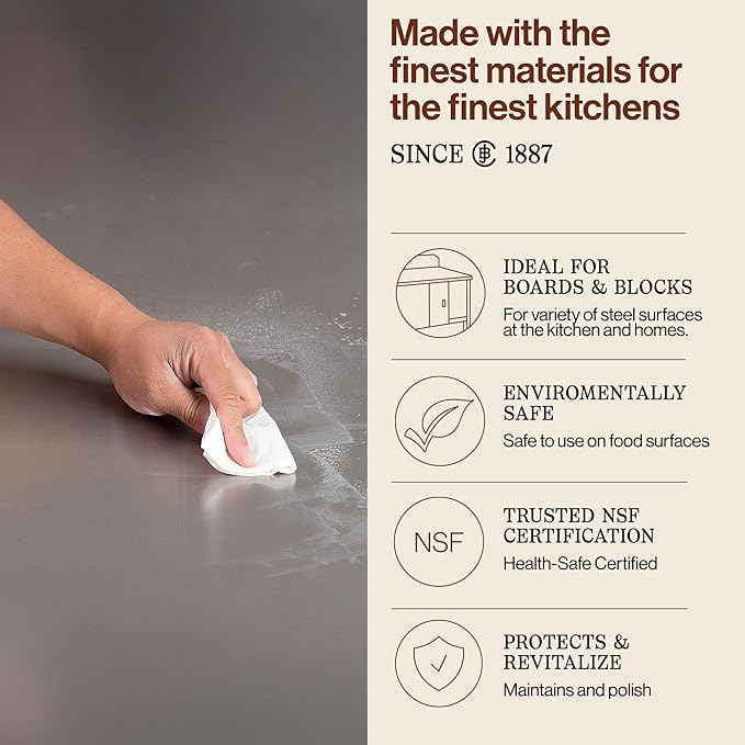 John Boos Stainless Steel Cleaner with Fine Mist Spray, Lavender Scent, 8 oz - Streak-Free Cleaning Polish & Stain Remover for Stoves, Ovens, Sinks, & Kitchen Surfaces