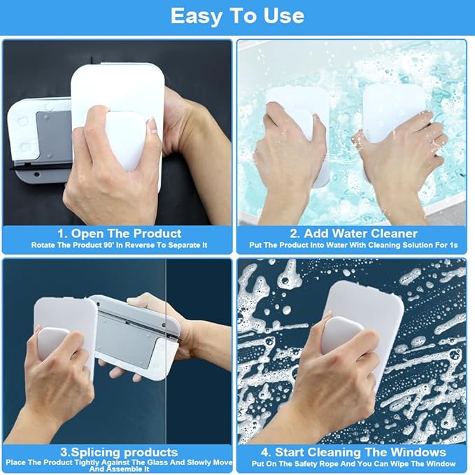 2025 New Magnetic Windshield Cleaner Tool Set, SEILETOO Car Window Cleaner Magnetic Tool, Double-Sided Window Cleaner Glass Wiper for High Rise Car Glazed