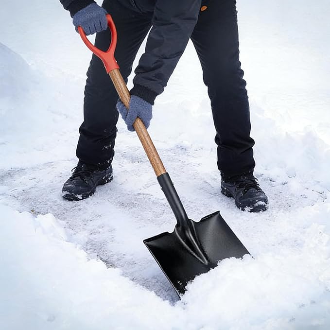41" Square Shovel, Hardwood Handle, D-Grip, Garden Spading Tool,Flat Shovel for Construction, Landscaping, Gardening