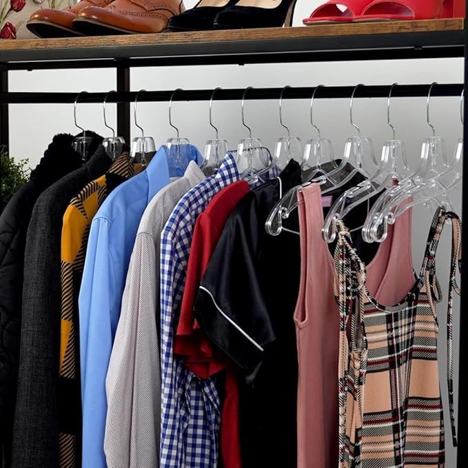 DEILSY™ Clear Plastic Hangers 100 Pack - Durable Clothes Hanger for Wardrobe Organization, Essential Plastic Hanger for Garments, Versatile Coat Hangers for Home and Retail Use