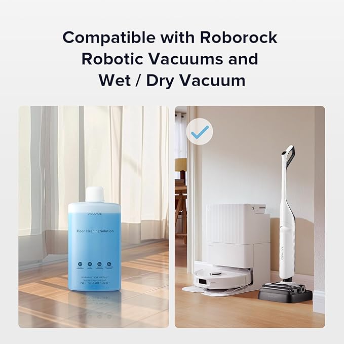 roborock Floor Cleaning Solution, Floor Cleaner for Hardwood, Compatible Robot Vacuums with Mopping and Wet and Dry Vacuum, 1L, 33.8 Fl. OZ