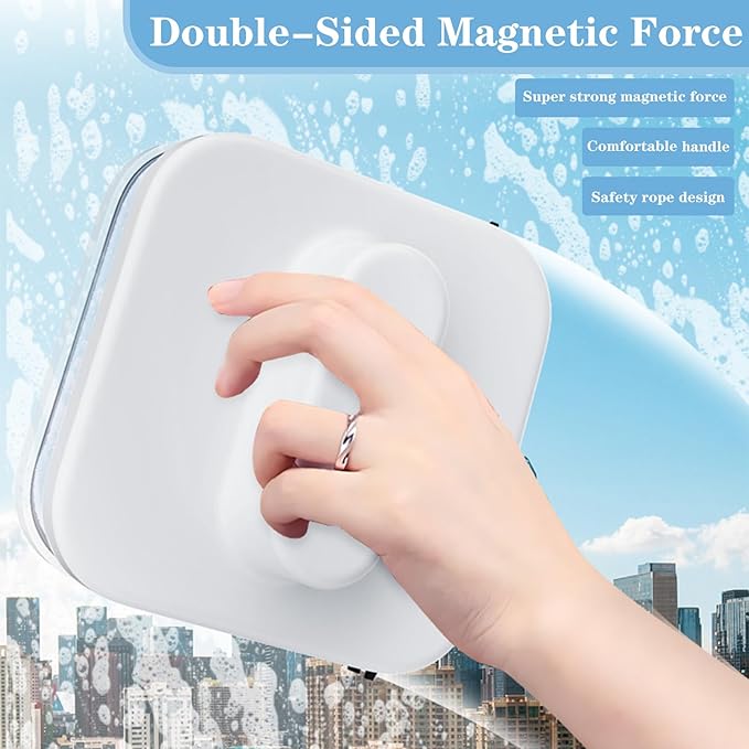 Double-Sided Window Cleaner Glass Wiper,Magnetic Windshield Cleaner Tool,Magnetic Windshield Cleaner with Anti Falling Rope (3-10mm)