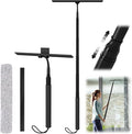 Shower Squeegee for Glass Doors, 15-51" Telescopic Shower Squeegee with Long Handle, Squeegee for Window Cleaning, Extendable Window Cleaner Tool for Tile Walls, Sliding Door, Floor, Car Windshield-BK
