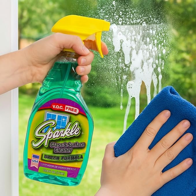 Sparkle Glass & Window Cleaner Spray, VOC-Free Eco Formula, Streak-Free Finish for Windows & Mirrors, 33.8 fl oz (Pack of 3)