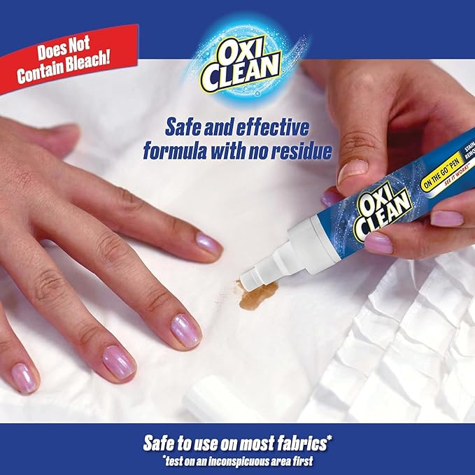 OxiClean On The Go Stain Remover Pen for Clothes, Portable Instant Travel Size Stick, Safe Cloth Stain Remover for Makeup Food and Drink, Stain Pen for Clothes, Pack of 3