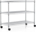 YSSOA Heavy Duty 3-Tier Storage Shelves 750Lb Capacity, 24.02" D x 13.78" W x 21.97" H Shelving Unit for Pantry, Garage, Laundry and Kitchen, Chrome