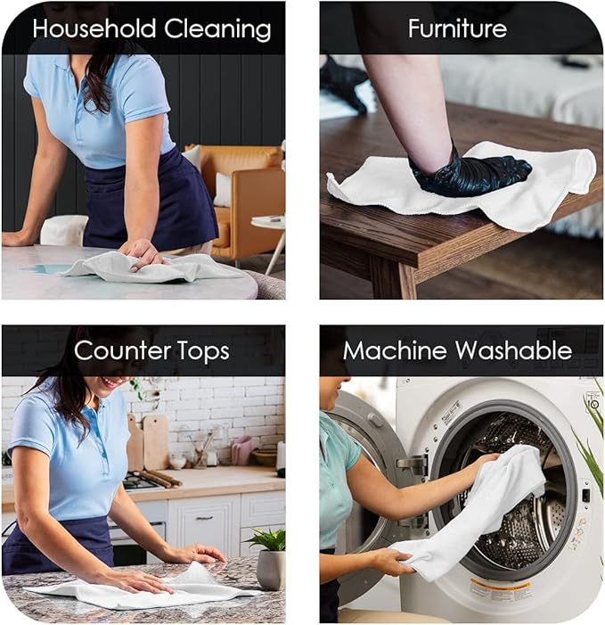Avalon Towels Microfiber Cleaning Cloths (Value Pack of 48) - Size 16 x 16 Inches, Highly Absorbent Cleaning Rags, Lint Free, Reusable and Washable, Microfiber Towels for Cars