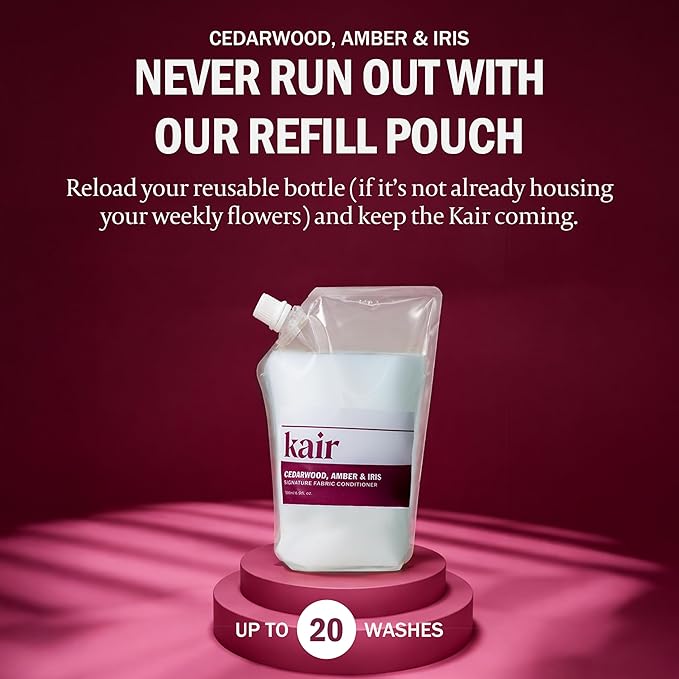 Kair Signature Fabric Conditioner Refill - Cedarwood, Amber & Iris | Plant-Based Fabric Softener, 16.9 Fl Oz, Vegan, Cruelty-Free, Biodegradable, Anti-Static Softens & Protects Fibers