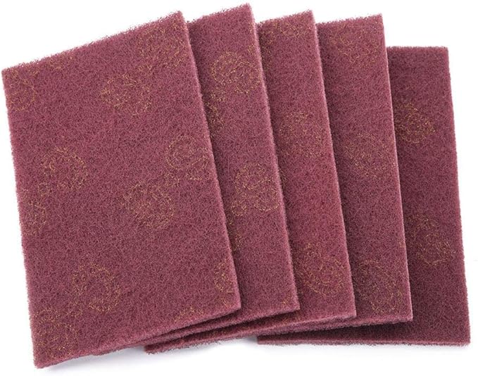 5pcs Nylon Scourer Pad Shell Polishing Professional Industrial Abrasive Hand Scouring Pad (fine-Red)