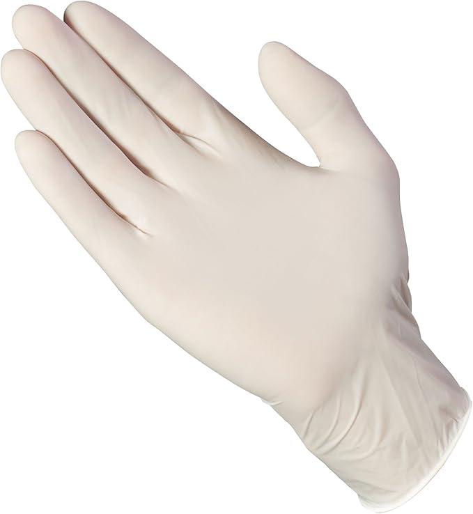 Mr Clean Latex Gloves Disposable Single Use Lightly Powdered Non-Sterile Multipurpose Uses One Size Fits Most Tear & Puncture Resistant Design 9.5-Inch Long with Beaded Cuff, 100-Count, Blue