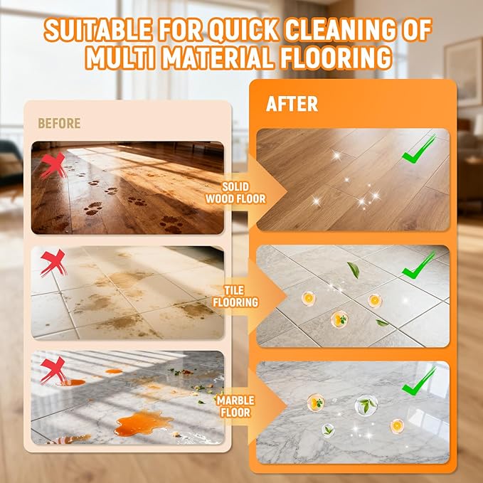 Floor Cleaning Solution Compatible with Roborock – 82 FL OZ Orange Floor Cleaner – Long-Lasting, Subtle Fruit Scent– For All Robot Vacuums with Mopping & Cordless Wet/Dry Vacuum Mop Cleaner
