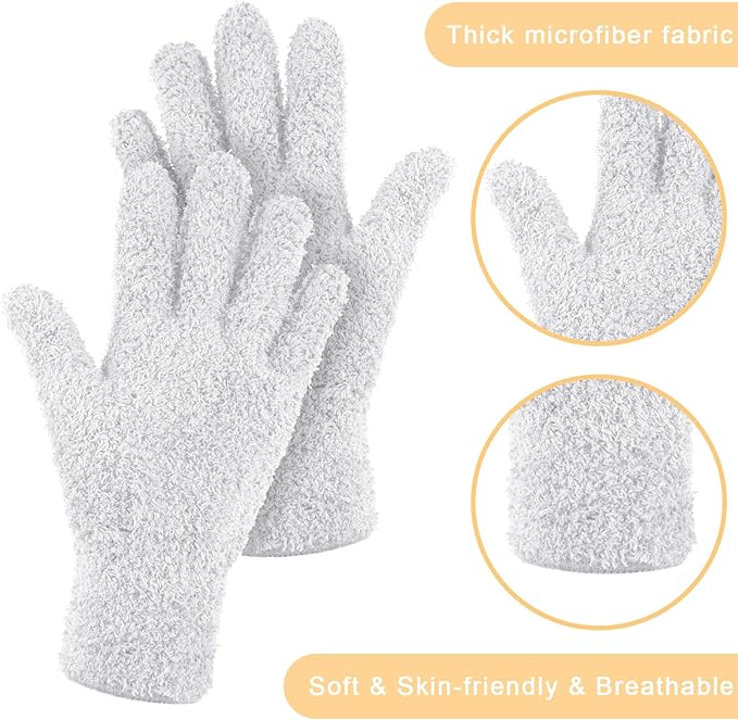 Patelai 3 Pairs Microfiber Plant Dusting Gloves Leaf Cleaning Gloves for Indoor Plants, Blinds, Furniture, House (Pink,Nude,White,Small)