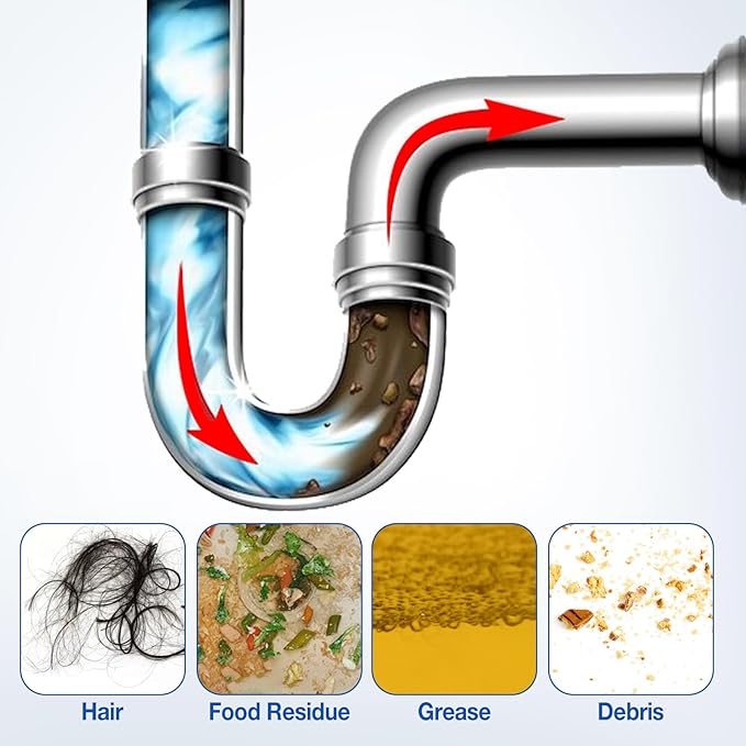 Sink and Drain Cleaner Powder: All-Purpose Pipe Opener for Kitchen Bathroom Pipes and Floor Drains – Reliable Drain Clog Remover for Home Plumbing Maintenance（4 pack）