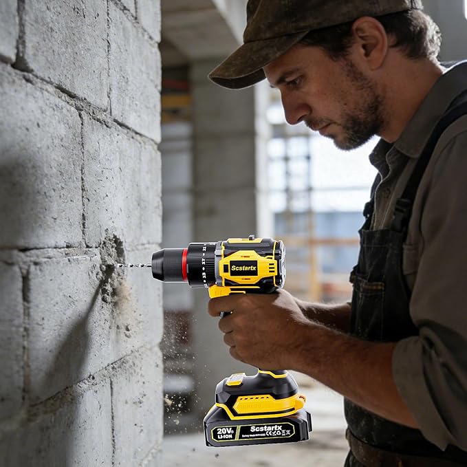20V Cordless Brushless Drill Driver (3/8") - 24-Piece Compact Kit, 70Nm High Torque, 2.0Ah Li-Ion Battery for Home DIY & Apartment Repairs, Furniture Assembly