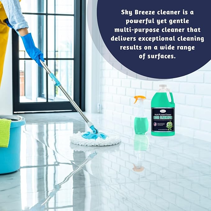 Multi Purpose Cleaner Pet Odor eliminator 64oz - Concentrate MAKES 32 GALLON - MADE IN USA- pH Neutral - Strong Floor Cleaner Odor eliminator - Stain Remover Cleaner & Deodorant (64 Fl Oz, Sky Breeze)