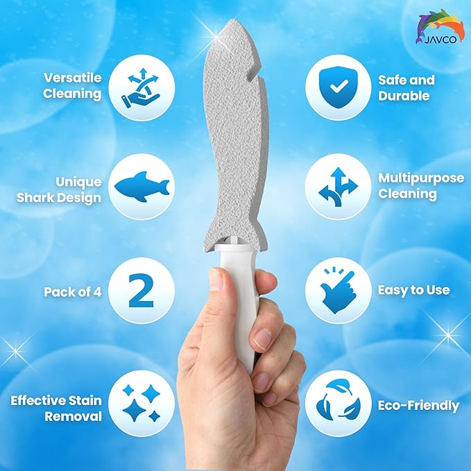 Pumice Stone for Cleaning with Handle (2 Pack) – Scrubbing Stone for Porcelain, Ceramic and Tile, Pumiceshark for Toilet Cleaning (2, small pack)
