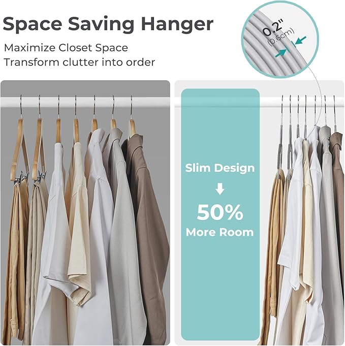 HOUSE DAY Quality Plastic Hangers 30 Pack, Non Slip Plastic Clothes Hangers Gray, Ultra Thin Hangers with 360° Swivel Hook, Heavy Duty Coat Hanger Space Saving, Ideal for Suits, Shirts, Pants