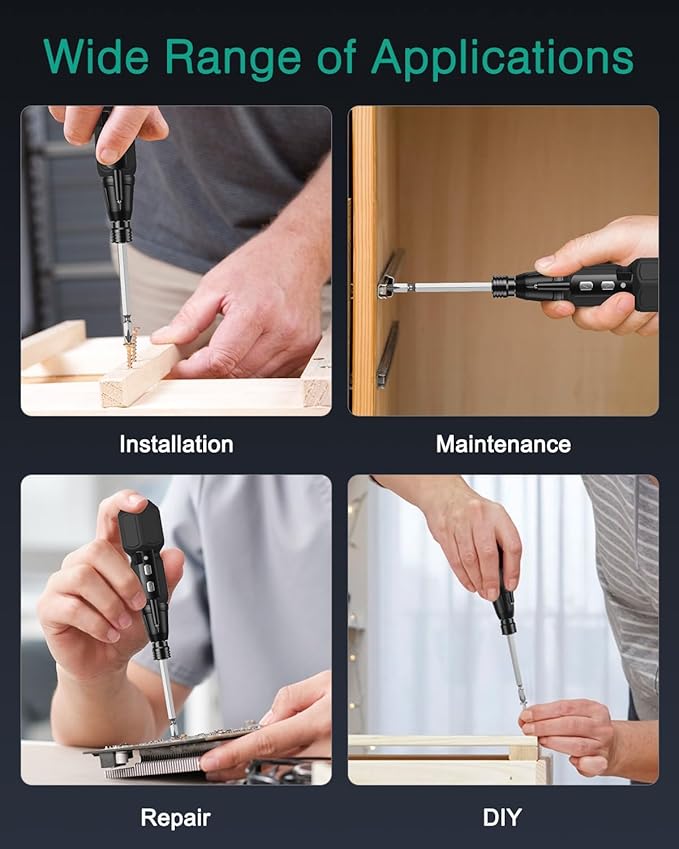 ORIA Electric Screwdriver Cordless, 12 in 1 Rechargeable Electric Screwdriver Set with 10 Bits and 1/4 inch Bit Holder, Power Repair Tool Kit with LED Lights, Charging Cable, for Phones,Toys, PC